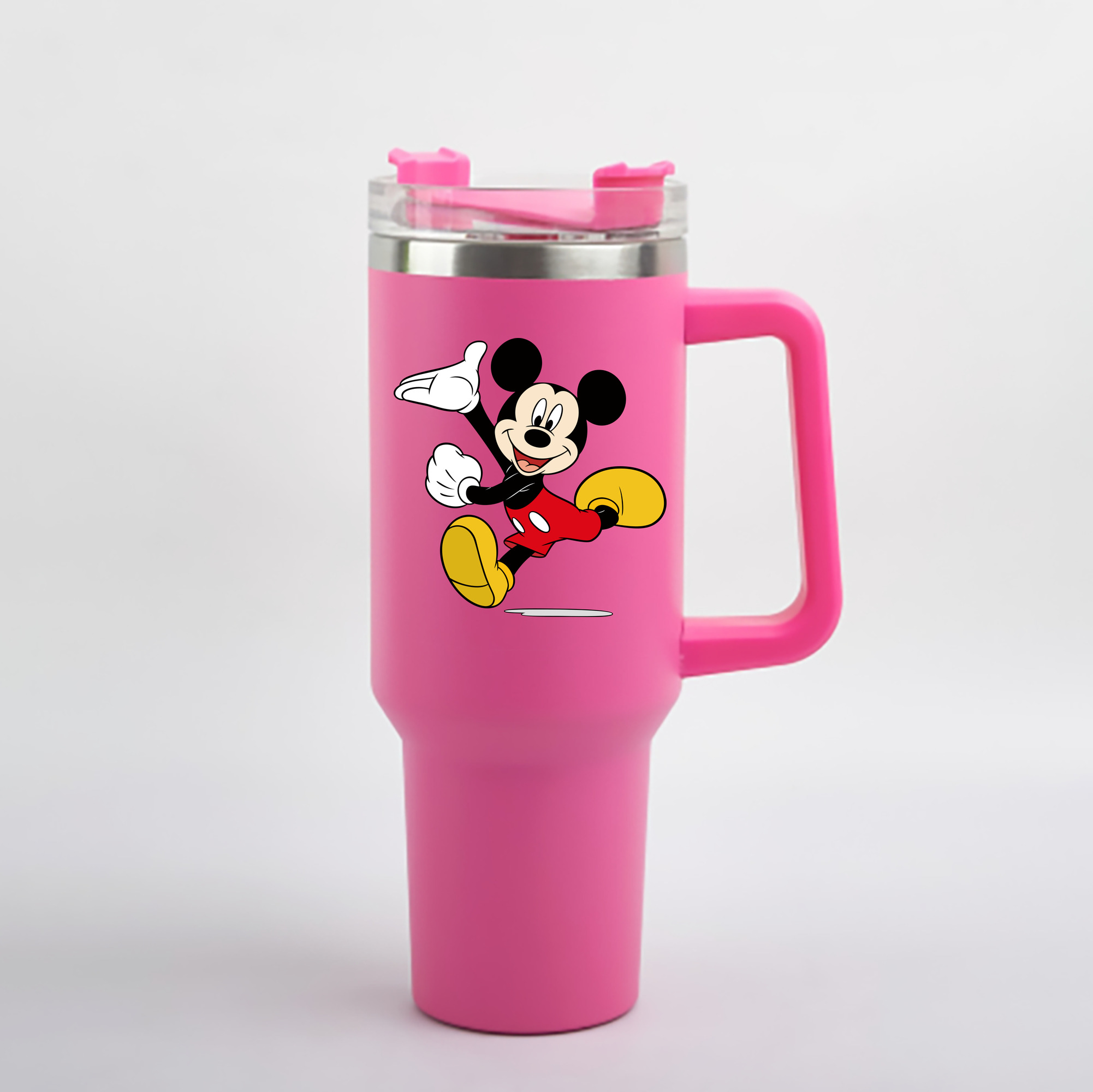 （画像用） ミッキーマウス Mickey Mouse 1200mL車用タンブラー - クリスタルステッカー（プラスチックストロー付き）